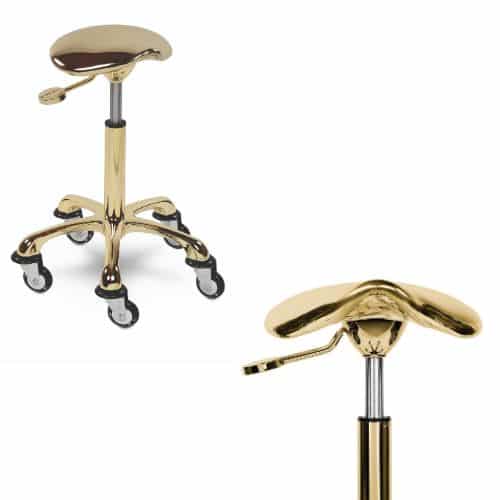 Stołek hoker siodło fryzjerskie na kółkach GOLD SHINE SIBEL