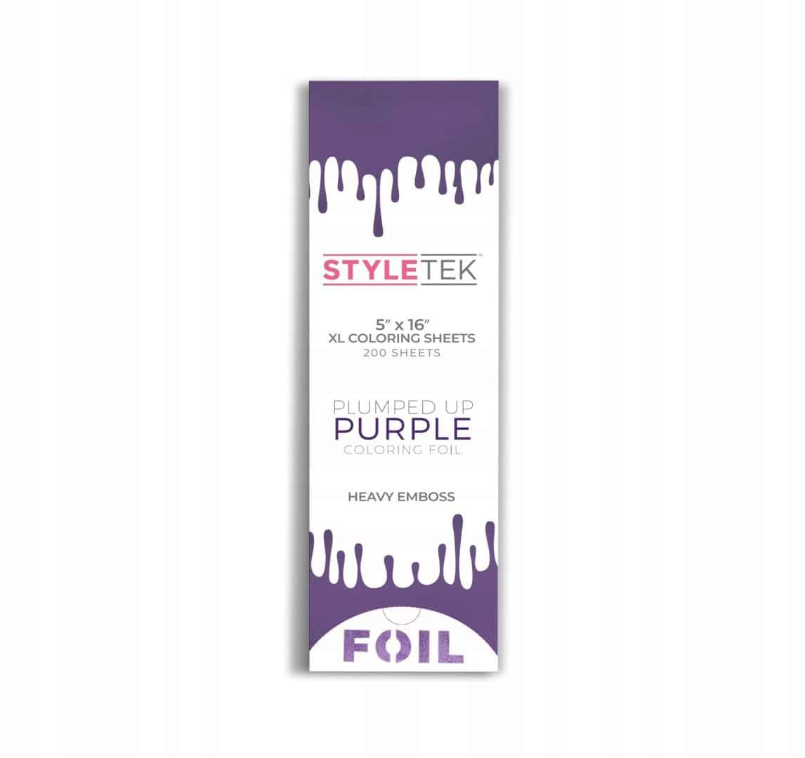 STYLETEK , Aluminiowa Folia fryzjerska , długa xl , paski , kolor purpurowy